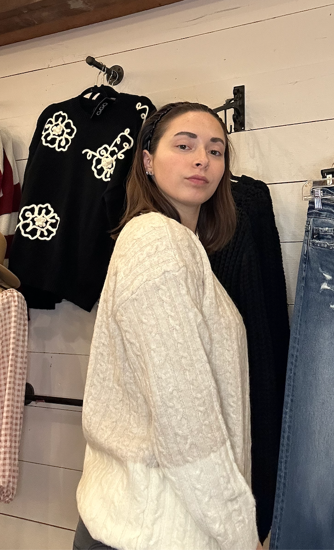 Cream Cable Knit Long Sleeve Sweater