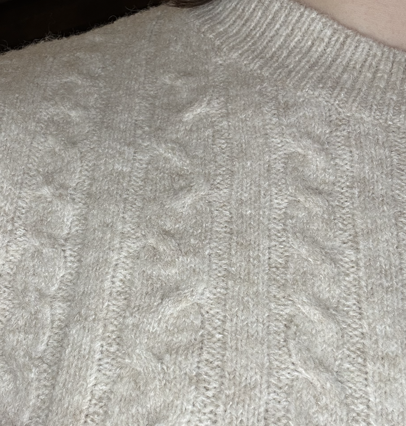 Cream Cable Knit Long Sleeve Sweater