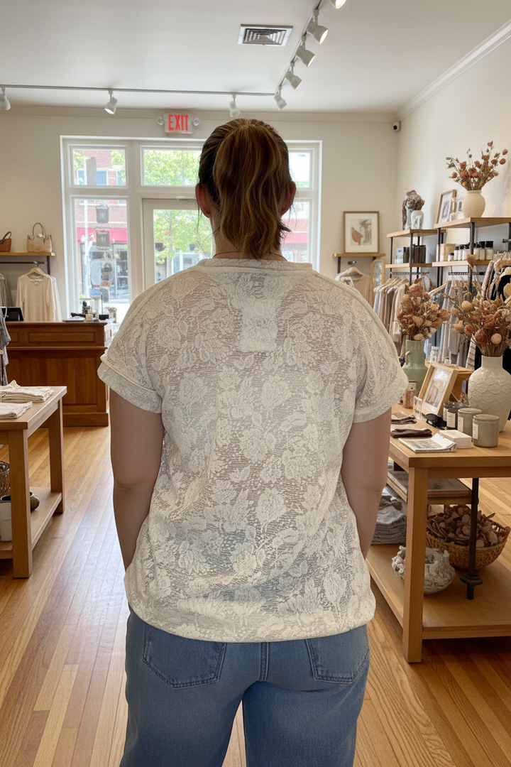 Cream Lace Tee - Back - Boutique Background
