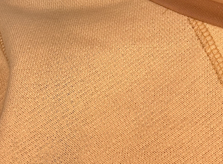 Cream Colorblock Long Sleeve Top with Rose Stitching