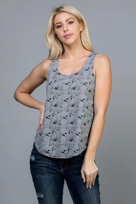 All Over Dog Print Tank Top