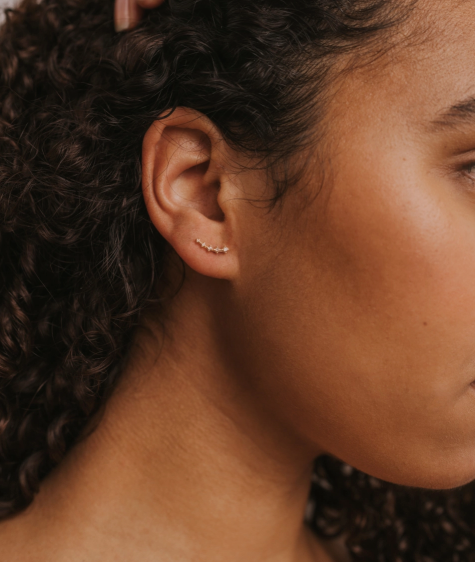 Champagne CZ Stone Crawler Earrings | Tarnish Free Gold