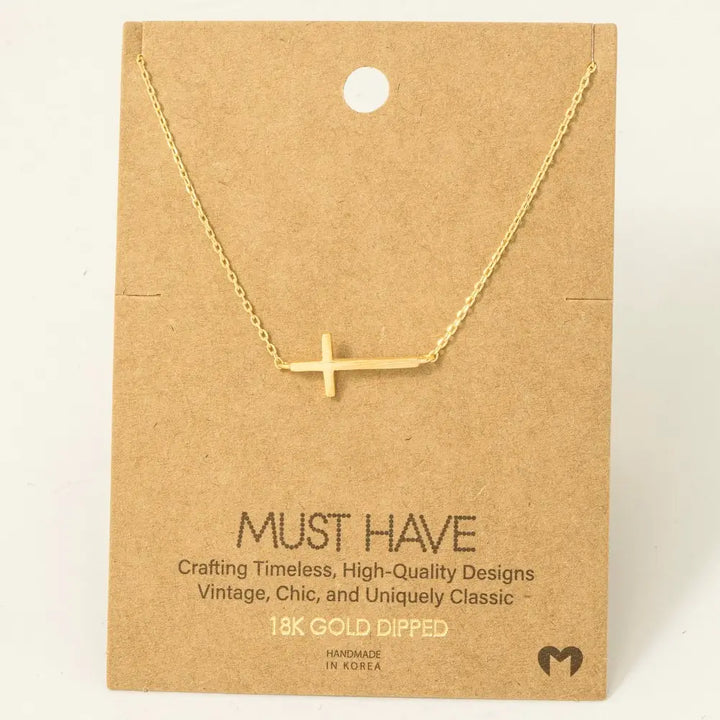 Side Cross Pendant Necklace