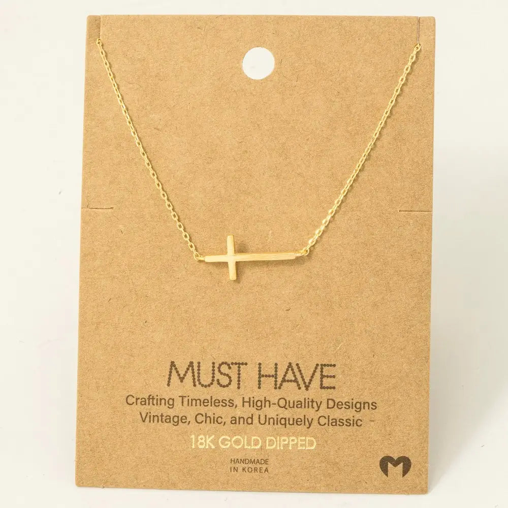 Side Cross Pendant Necklace