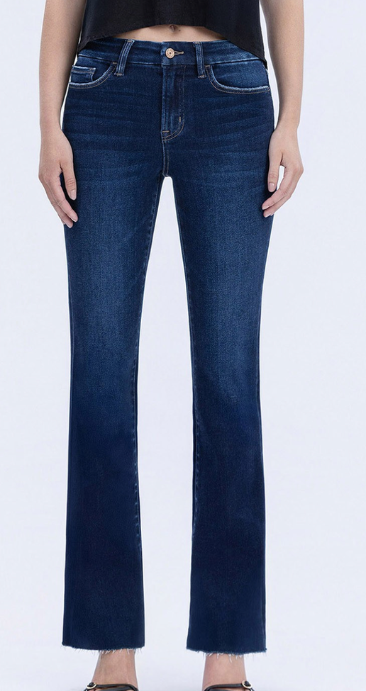 High Rise Seamless Raw Hem Bootcut Jeans