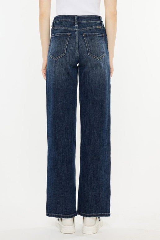 High Rise Wide Leg Dark Jeans