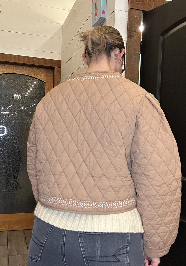 Quilted Floral Embroidered Padding Jacket