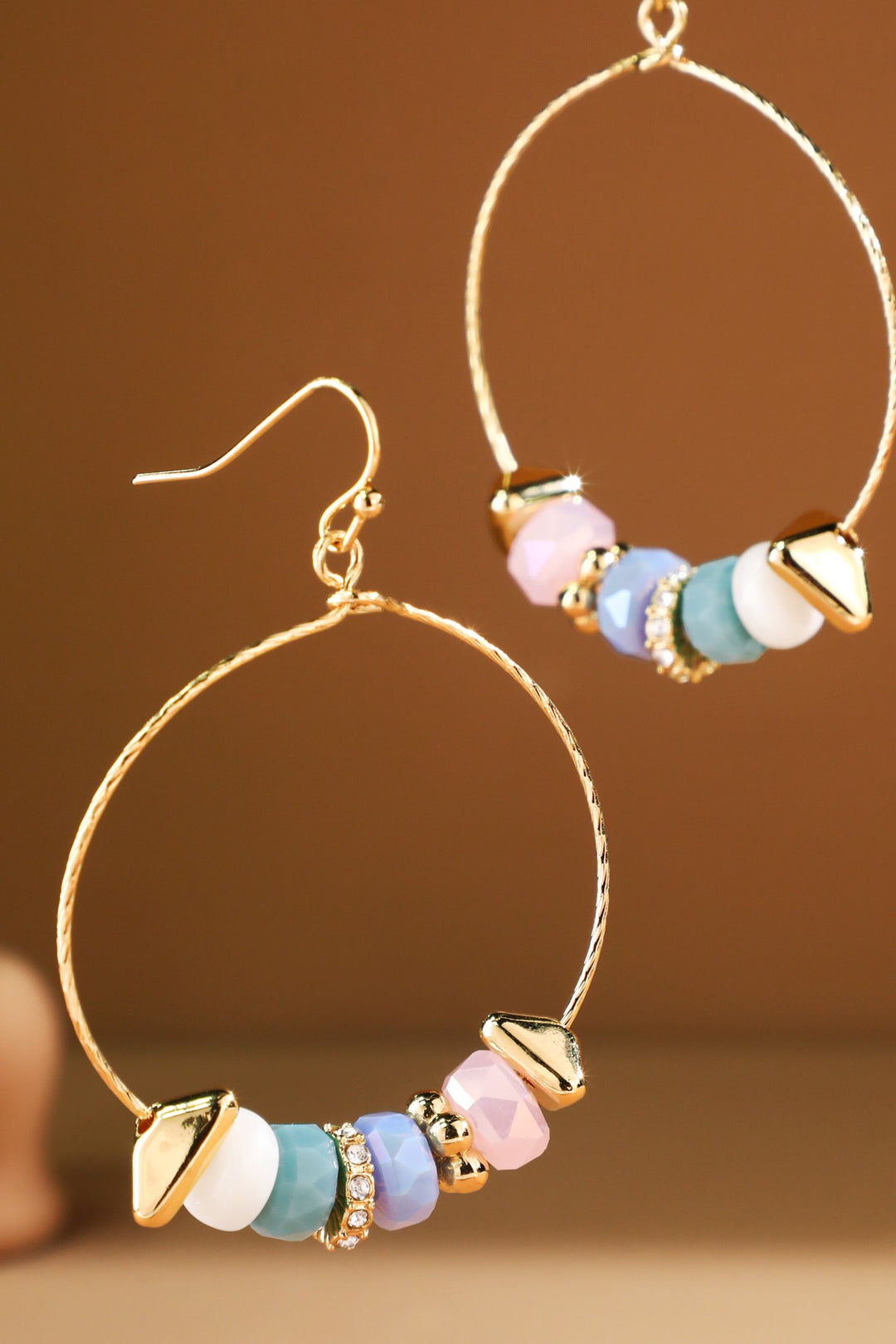 Gold Mix Beaded Hoop Earrings