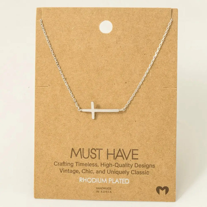 Side Cross Pendant Necklace