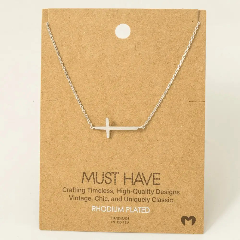 Side Cross Pendant Necklace