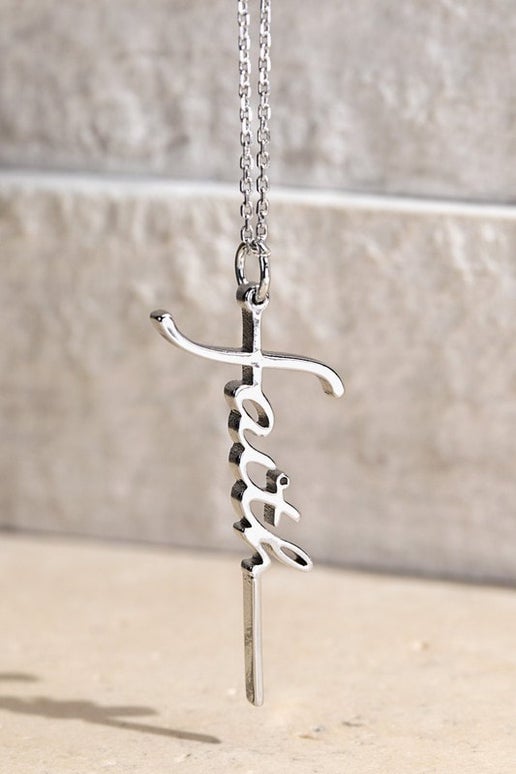 Brass Faith Letter Pendant Necklace