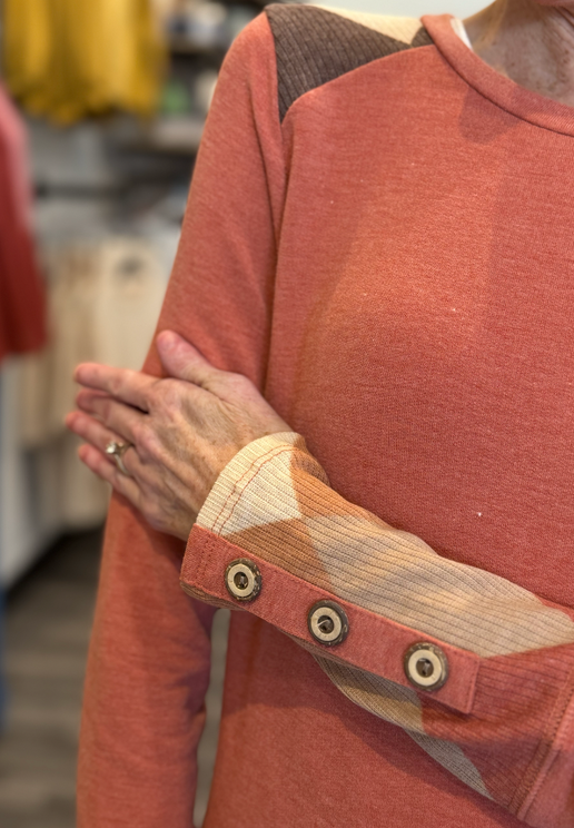 Argyle Contrast Vintage Rust Long Sleeve