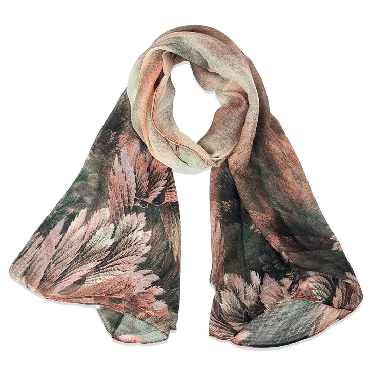 Fern Leaf Print Lightweight Fashion Scarf
