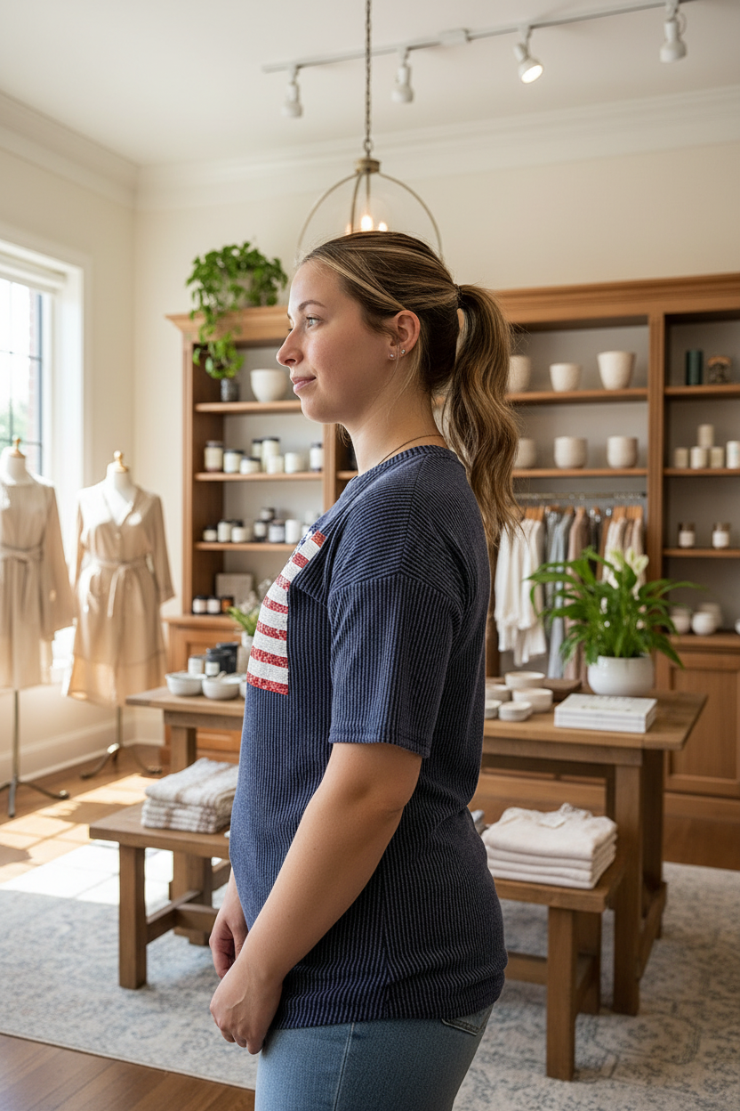 Flag Tee - Side - Boutique Background