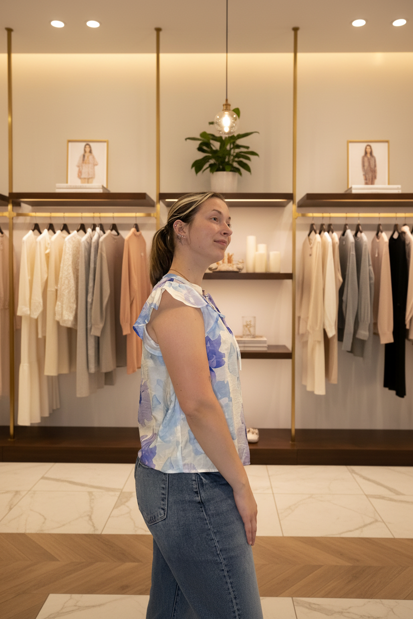 Floral Blouse Side — Boutique Background