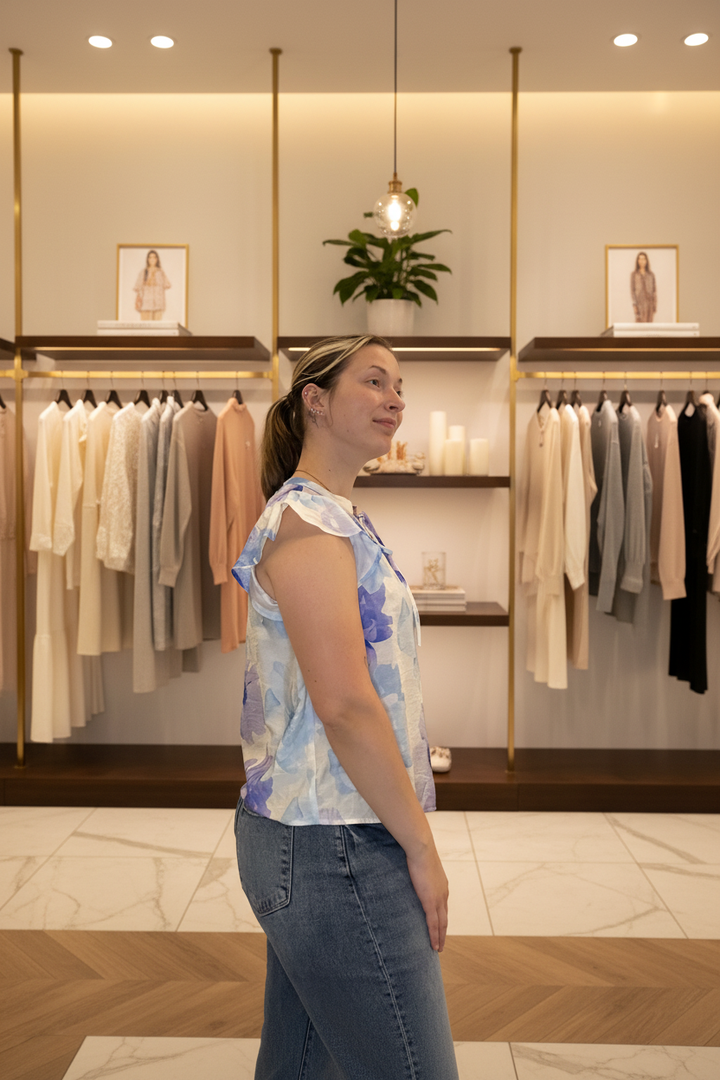 Floral Blouse Side — Boutique Background