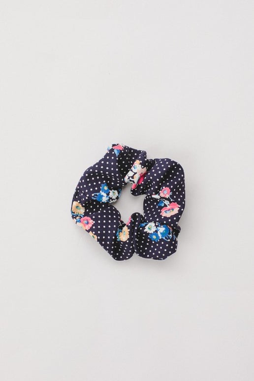 Navy Floral Hair Scrunchie