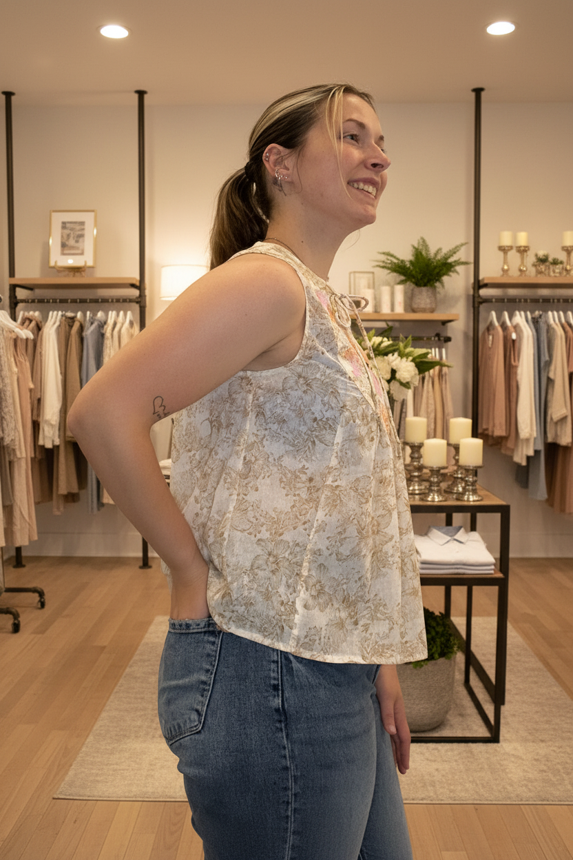 Floral Smock Top Side — Boutique Background