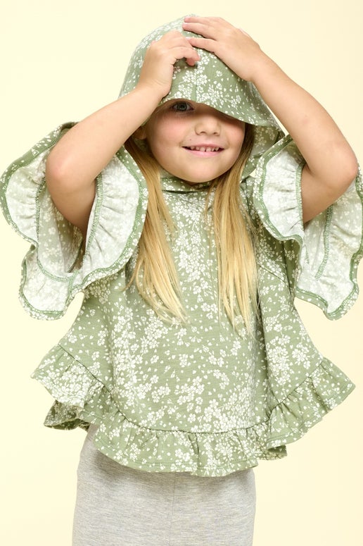 Floral Ruffle Tunic Girls Top