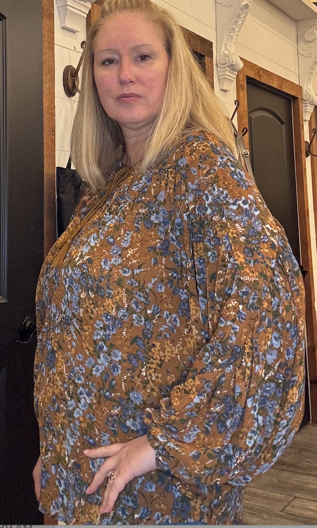 Womens Floral Printed Tasseled Dolman Top