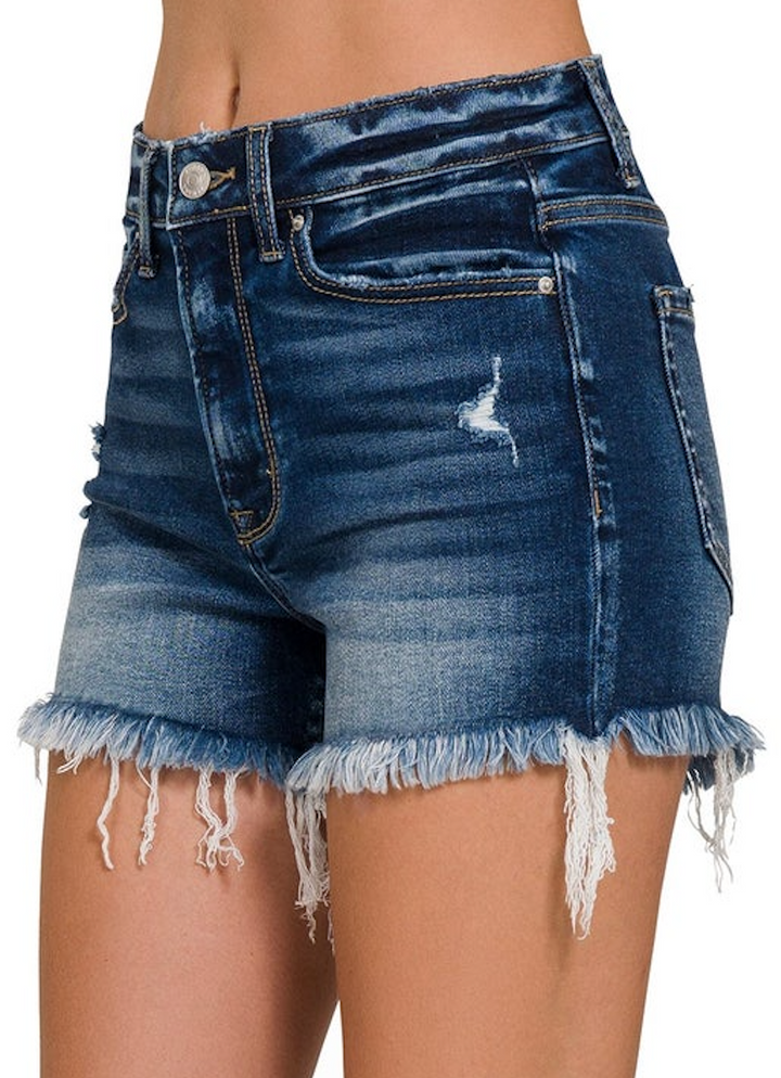 Raw Frayed Hem Denim Shorts