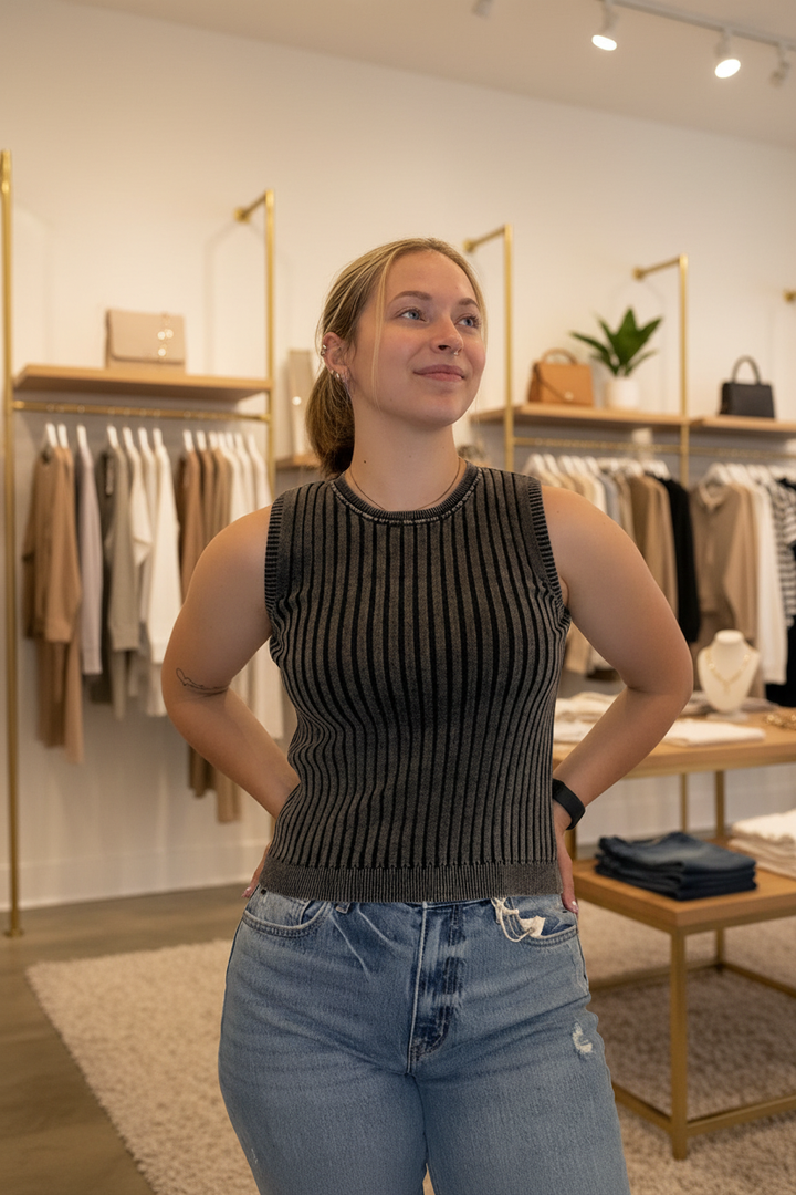 Front view — boutique background