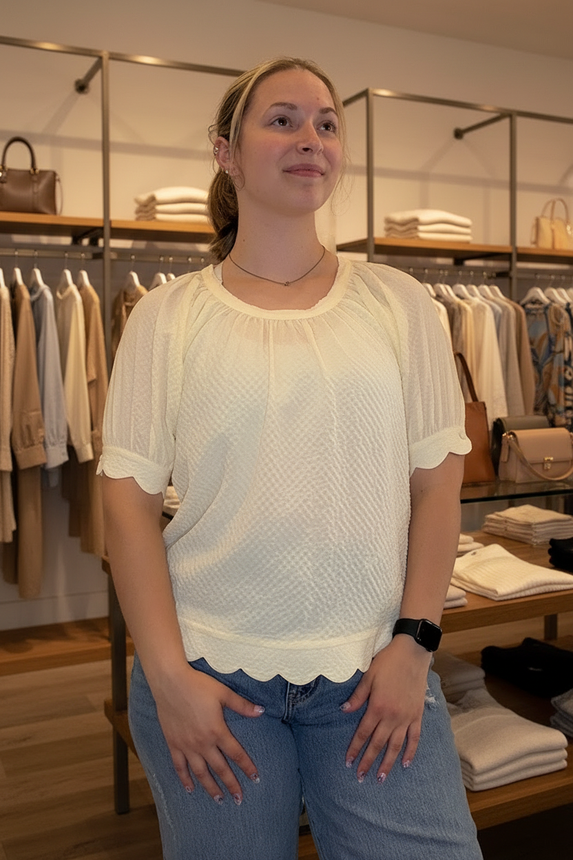 Front view — boutique background