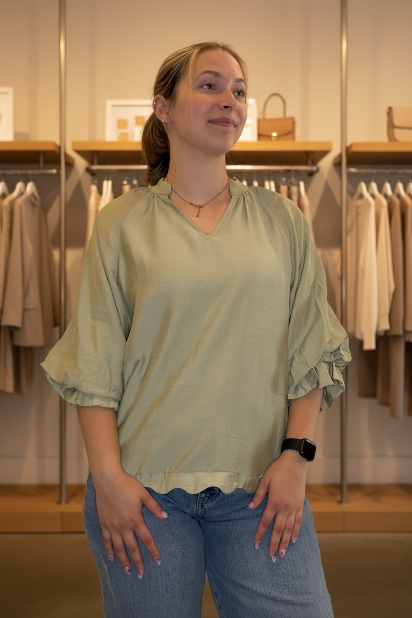 Front view — boutique background