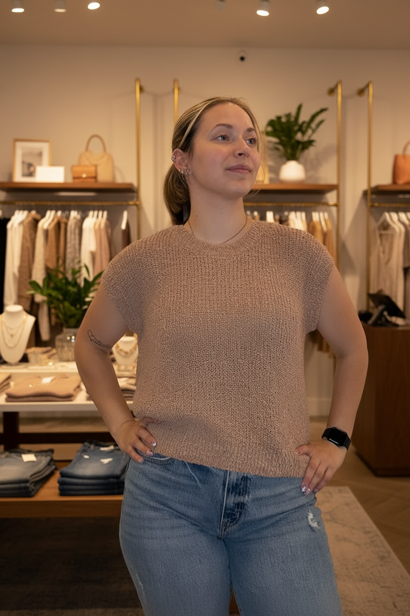 Front view — boutique background