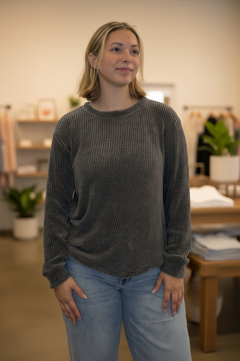 Front view with boutique background