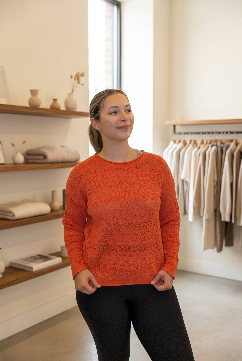 Front view with lifestyle boutique background