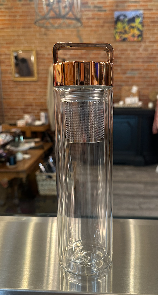 Dylan™ Rose Gold Glass Travel Infuser Mug