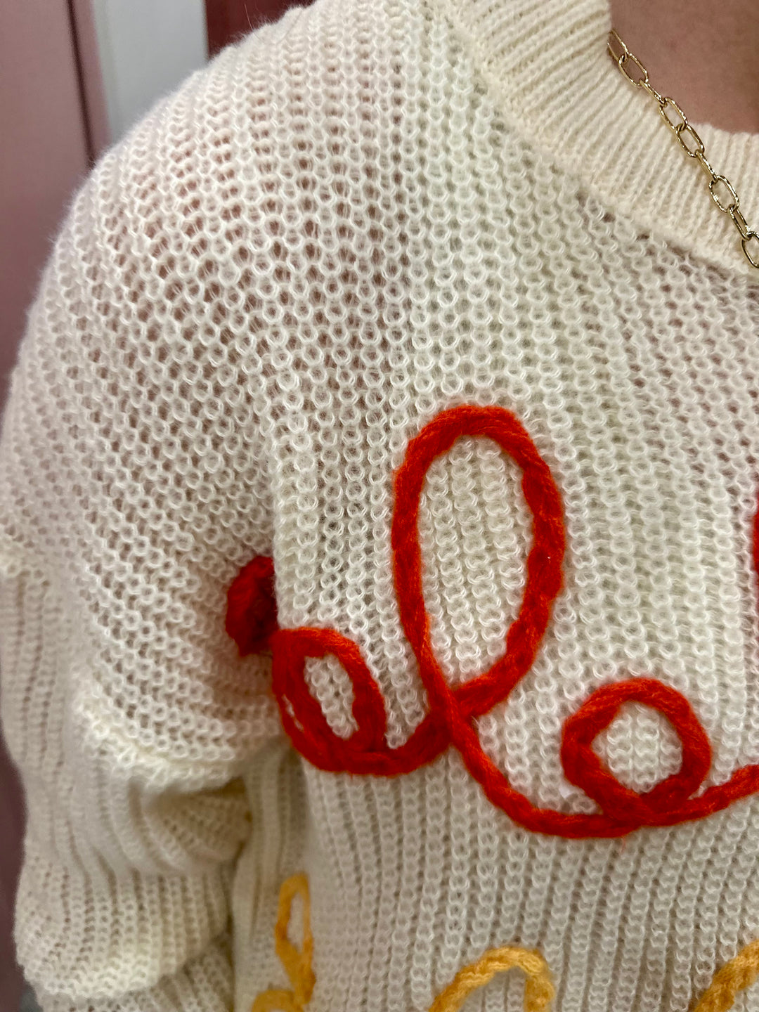 Gobble Letter Embroidery Thanksgiving Sweater