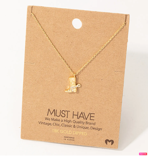 Cowboy Boots Pendant Necklace