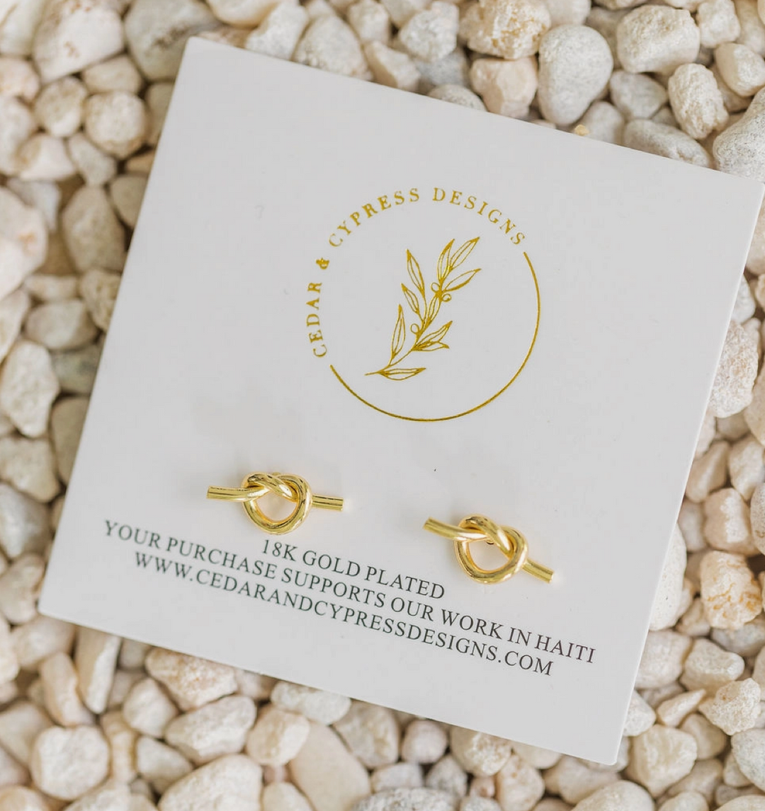 Gold Knot Stud Earrings