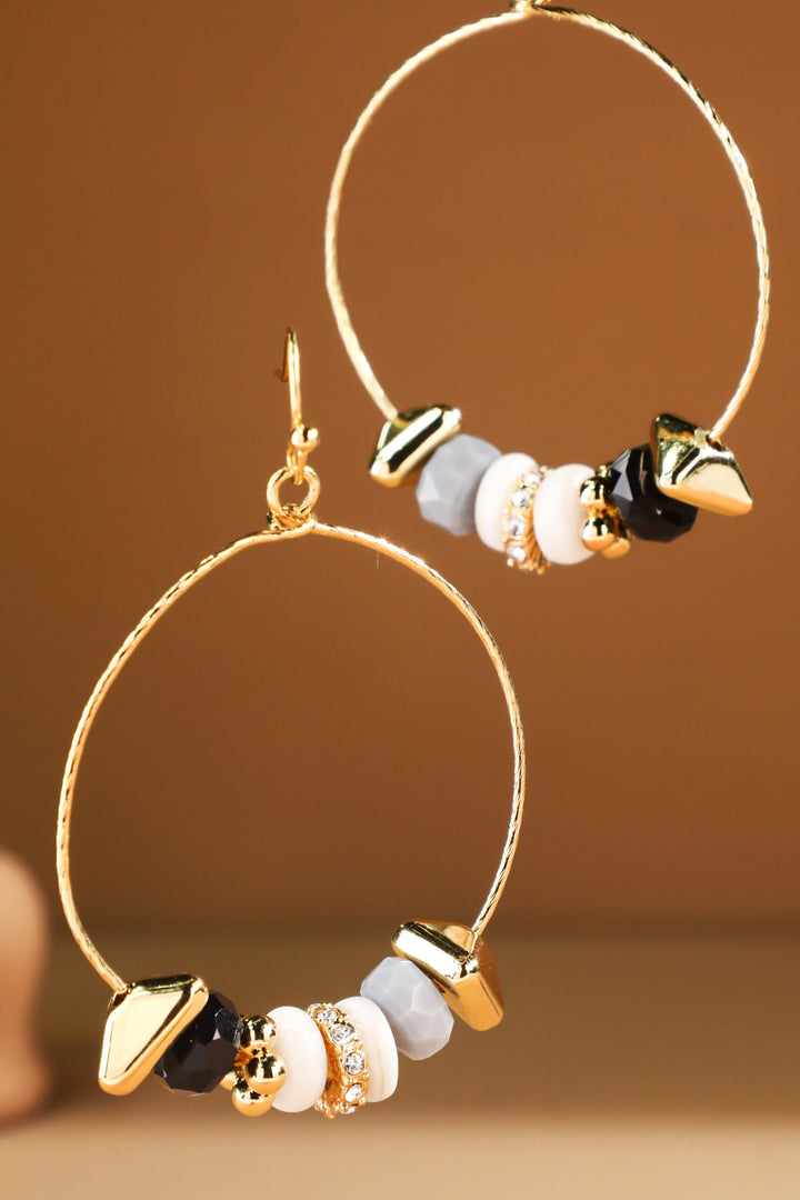 Gold Mix Beaded Hoop Earrings