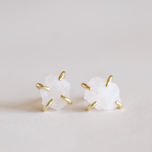 Rose Quartz Gemstone Prong Earrings