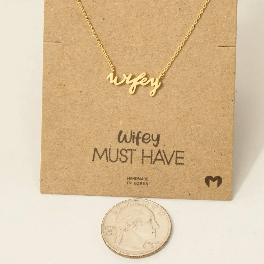 Wifey Handwritten Pendant Necklace