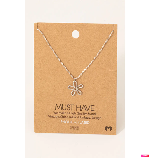 Wire Flower Pendant Necklace