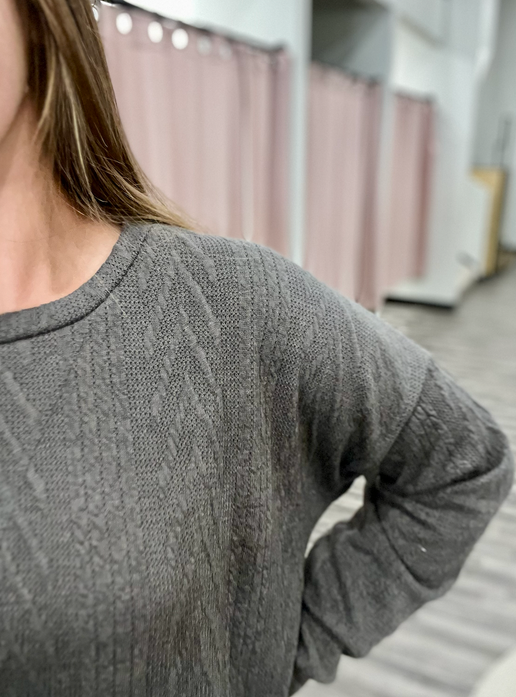 Ash Cable Knit Drop Shoulder Top