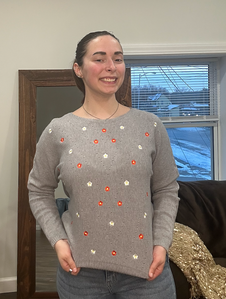 Embroidered Fine Gauge Sweater – Lightweight Feminine Knit