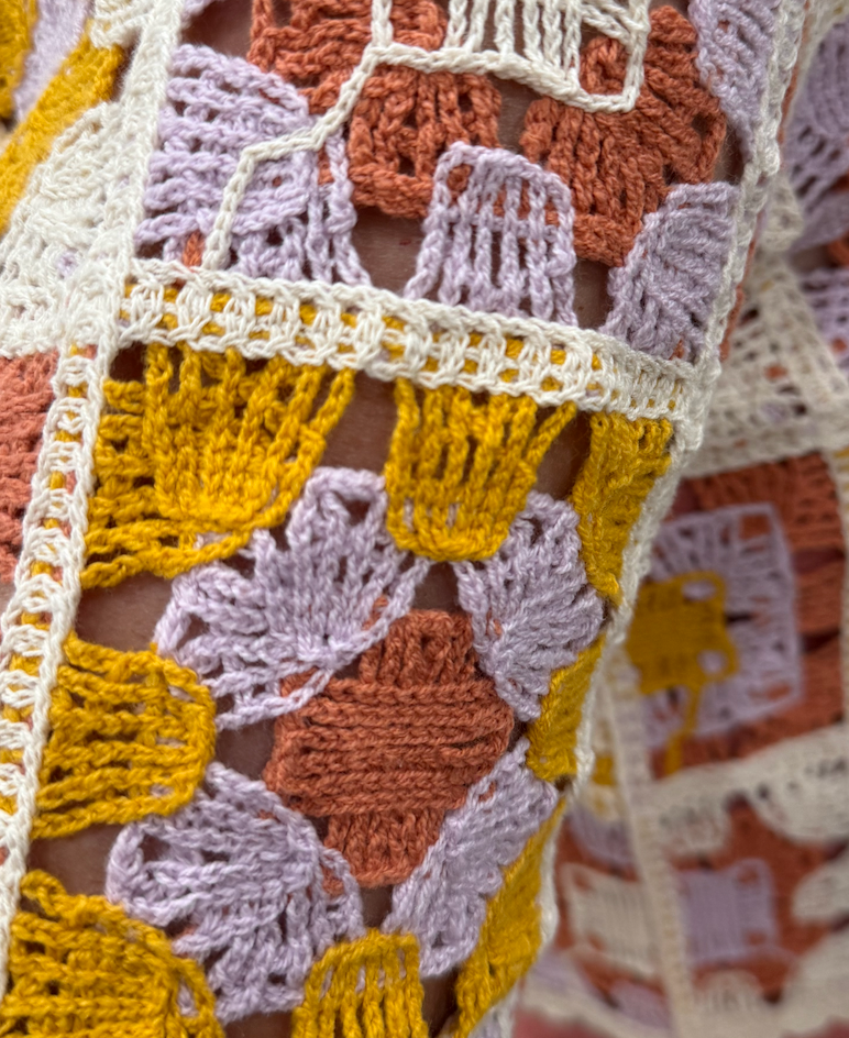 Boho Crochet Tie-Front Cropped Cardigan – Granny Square Knit