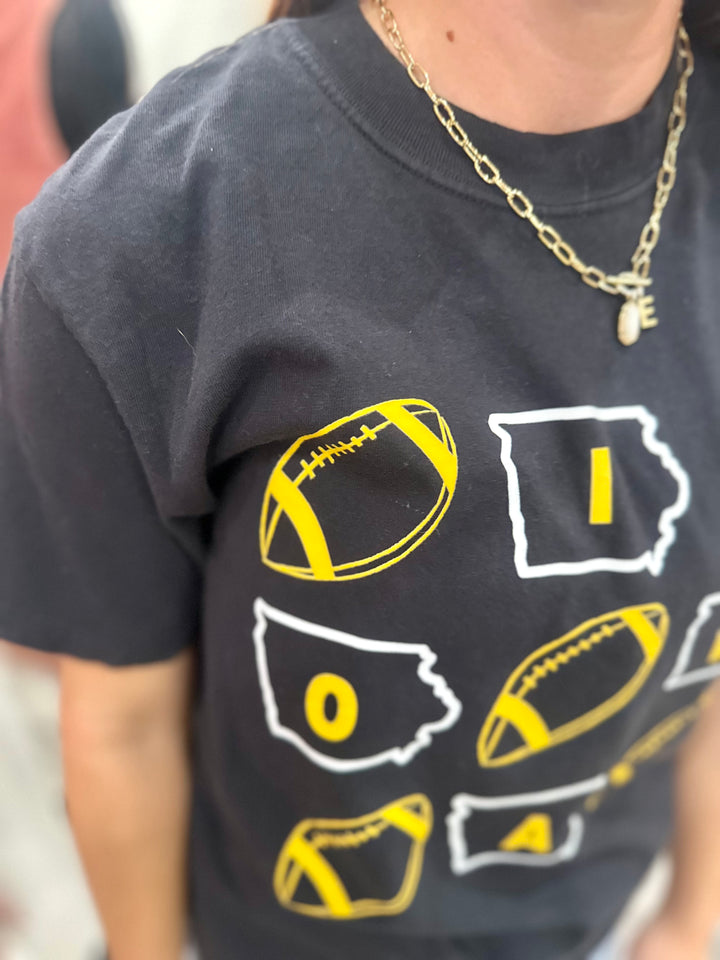 Iowa Football Black Graphic Tee