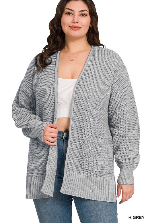 Low Gauge Waffle Open Cardigan