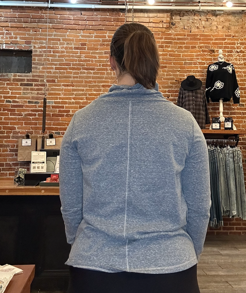 Pintucked Neckline French Terry Top