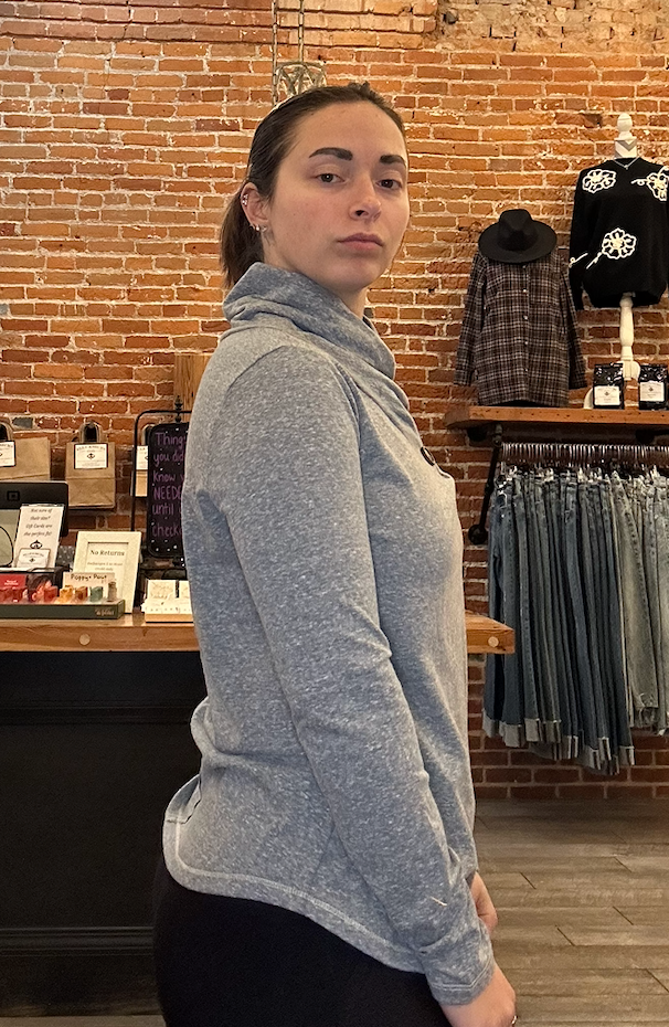 Pintucked Neckline French Terry Top