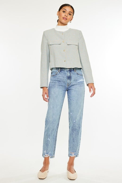 High Rise Ankle Mom Jeans