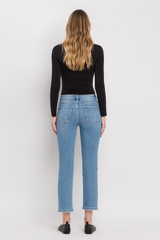 High Rise Cropped Slim Straight Jeans
