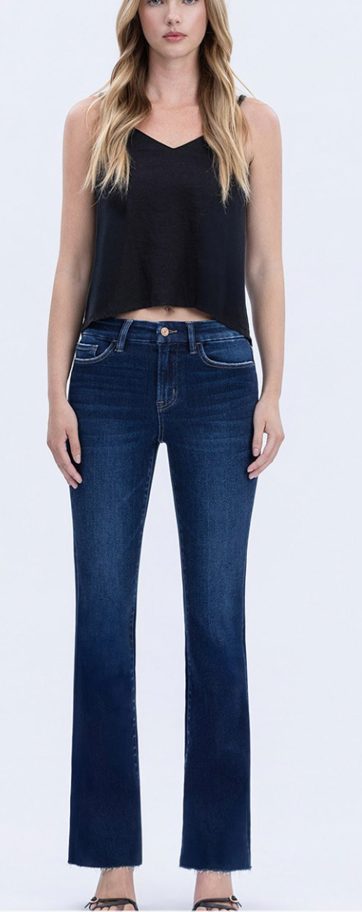 High Rise Seamless Raw Hem Bootcut Jeans