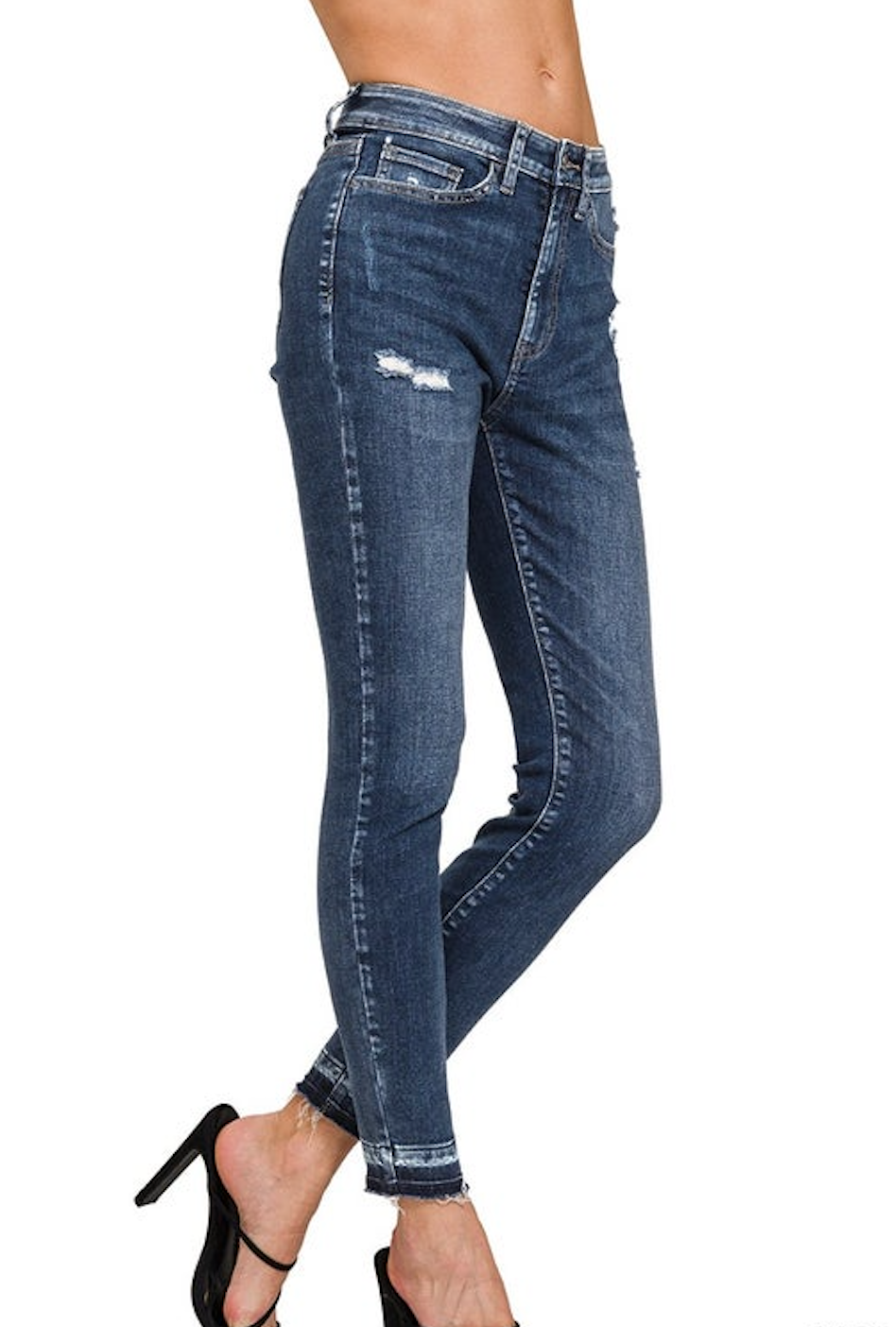 High Rise Cropped Skinny Denim Pants